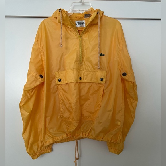 Izod Other - Vintage Izod Lacoste Yellow Quarter Zip Hooded Men’s Windbreaker Size M